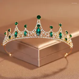 Haarspangen Prinzessin Tiara Krone für Mädchen Frauen Hochzeit Party Braut Kopfschmuck Zubehör Grün Schwarz Kristall Geburtstag Tiaras Mujer