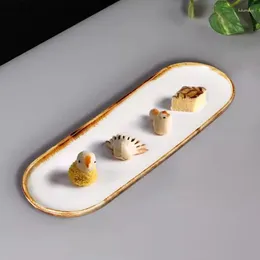 Plattor vintage kreativ keramisk lång stripplatta restaurang sushi dessert dim sum molekylär mat specialbordsartiklar