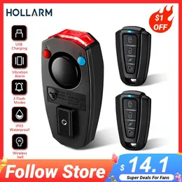 Lights Hollarm Bicycle Light Anti Theft Alarm Wireless Waterproof Auto Brake Sensing Remote Control Usb Bike Taillight Horn Lamp Alarm