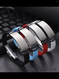 Link Pulseiras 1 peça Neutro Titânio Aço Personalizado Esculpido Pulseira Esportiva Silicone Casal Inoxidável