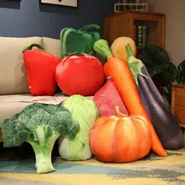 Kawaii Simulação Vegetal Pelúcia Brinquedo Lifelike Recheado Travesseiro Tomates Brócolis Berinjela Cenouras Batatas Boneca Lance Almofada 240113