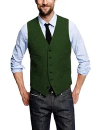 Gilet da sposo verde 2020 gilet da sposo in lana a spina di pesce con cinque tasche a bottone Gilet da uomo039 Slim Fit Gilet da uomo039 Weddi4794937