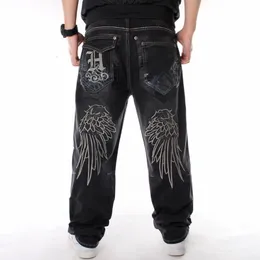 Nanaco Mann Lose Baggy Jeans Hiphop Skateboard Denim Hosen Street Dance Hip Hop Rap Männliche Schwarze Hosen Chinesische Größe 30 240113