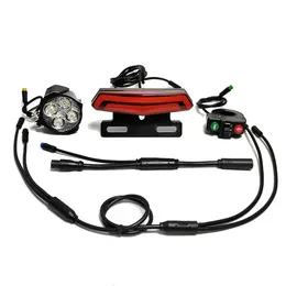 Lichter Ebike Scheinwerfer Rücklicht Bremsleuchte Mit Hupe Wasserdichte Elektrische Fahrrad Vorder- Und Rücklicht Kit Für Bafang BBS01 BBS02 BBSHD