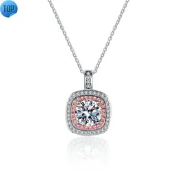 Women Women 925 Silver Square Micro Pave Stedd Moissanite Netclaces with Pink Women's Becing Chain Wholesale Moissanite Jewelry