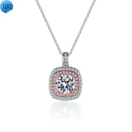 collane di moissanite con bordo micro pavimentato in argento 925 da donna di lusso con catena al collo da donna rosa gioielli moissanite all'ingrosso