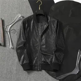 New spring leather jacket designer men's jacket men's youth baseball collar spring and autumn casual black leather jacket