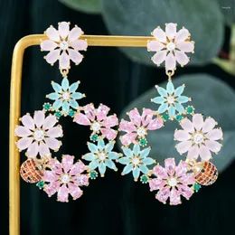 Dangle Earrings Siscathy Luxury Flower Drop Women Cubic Zirconia Party Celebration Jewelry Accessories Brincos Para As Mulheres