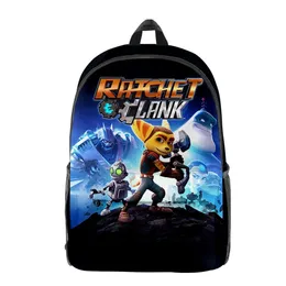 Сумки Ratchet Clank Game Рюкзак Студенческая школьная сумка Унисекс Рюкзак на молнии Traval Bag 2023 Повседневный стиль Harajuku Bag