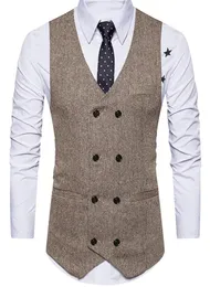 Brown Mens Vest 2019 Wool Groom Vests British Style Mens Suit Vests Slim Fit Custom Made Made Designer Ties Wedding Weistcoat4562696