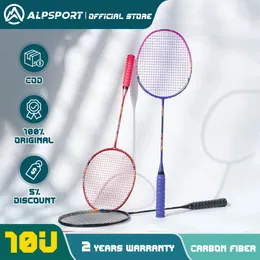 ALPSPORT 10U GJ Full kolfiber Badminton Racket 52G Ultra Light Max 38lbs Professionella nybörjarsträngar och grepp inkluderade 240113