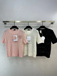 10090 2024 Runway Sommer Marke Gleicher Stil Pullover Langarm Rundhals Pullover Mode Kleidung Weiß Schwarz Rosa Hohe Qualität Damen weilanG463