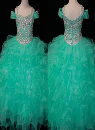 بلورات Mint Green Flower Girls Dresses Long Little Girl039S Pageant Kids For Girl Infant Glitz Communion Prom B6632047