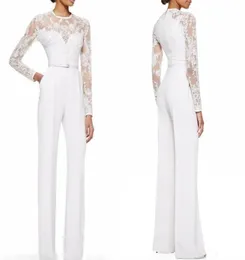 Customed Made New White Mother of the Bride Pant Suits kombinezon z długimi rękawami koronkowe ozdobne kobiety formalne wieczór zużycie 8791212