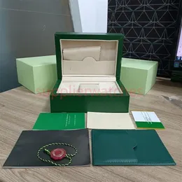 Hjd moda verde casos r qualidade o relógio l caixas e papel x sacos certificado caixas originais para mulher de madeira homem relógios caixa de presente a240j