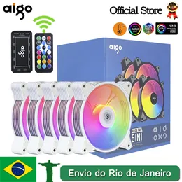 AIGO AR12 화이트 120mm RGB 팬 벤틸라 도르 PC 게이머 컴퓨터 케이스 케이스 키트 팬 냉각 냉각기 12cm 조정 속도 12V Argb 팬 Ventoinha 240113