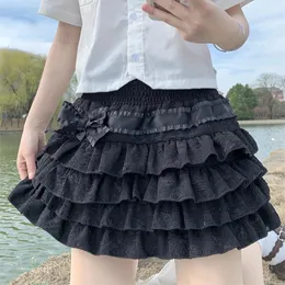 النمط الياباني Kawaii Lolita Mini Skirt Women Gothic High Weist Huffle Tierrts Sweet Girly Summer Harajuku Y2K Short 240113