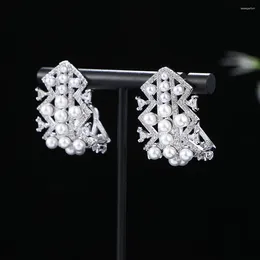 Stud Earrings Luxury Exclusive Royal Pearl For Women Wedding Party Dubai Bridal Jewelry Boucle D'oreille Femme Gift A0159