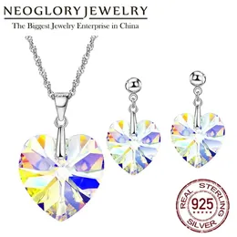 قلادات Neoglory S sterling Sier Bling Jewelry مجموعات القلادات أقراط للنساء الهدايا مزينة بالبلورات من