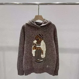 Designer kvinnors vinterpolo laurens björn tröja tecknad pullover casual mode stickad hoodie 2024 nya långa ärmar broderade hooded skjortor r0m9