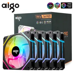 Aigo AM12PRO Rgb Ventola Ventoinha PC 120mm Kit case del computer Dispositivo di raffreddamento dell'acqua 4pin PWM Ventole di raffreddamento della CPU 3pin5v argb 12cm Ventilador 240113