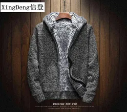 XingDeng Men Sweater Warm Affordable Thick Fashion Knitting Hoodies Men Sweatshirt Zip Male Hooded Fur Top Clothes W22022134933019206028