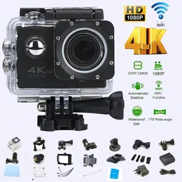 Câmeras WIFI Câmera de Ação À Prova D 'Água Ciclismo 4K Câmera Ultra Mergulho 60PFS Kamera Capacete Bicicleta Cam Subaquática Esportes 1080P Câmera