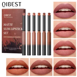 Conjunto de batom gloss labial 6 cores kits fosco veludo caneta kit lipliner à prova d'água duradouro não desbotando maquiagem cosméticos 240113