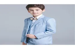 Light Blue Boys Formal OccasionTuxedos Notch Lapel Two Button Kids Wedding Tuxedos Child Suit Holiday clothesJacketPantsTieVes2156342