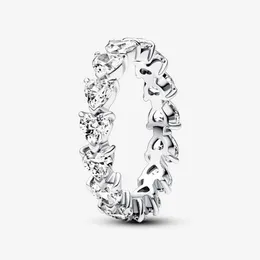 Ny lista 925 Sterling Silver Row of Hearts Eternity Ring For Women Wedding Engagement Rings Fashion Jewelry Gratis frakt