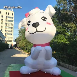 Atacado personalizado inflável dos desenhos animados animal mascote iluminação escultura cão explodir filhote de cachorro modelo balão com luzes led para festa noite