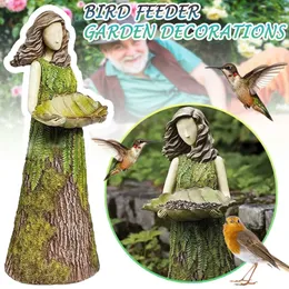 Fairy Tale Forest Girl Bird Feeder Outdoor Garden Harts Crafts Courtyard Lawn Staty Dekorativ Fairy Staty Bird Feeder 240113