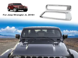 Chrome Car Engine Hood Air AC Outlet Vent Dekoration Cover Sticker för Jeep Wrangler JL 2018 Auto Exterior Accessories9965361