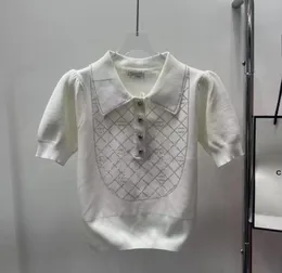 Projektantka damska zupełnie nowa dzianina T-shirt klasyczny gorący naprawa białe koszulki moda moda
