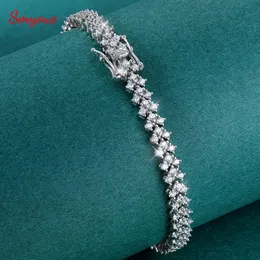 Smyoue 1423CM 100 veri braccialetti da tennis per donna uomo Hip Hop catena in argento sterling 925 gioielli con diamanti simulati 240113