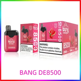 Bang 8500 퍼프 전자 담배 키트 충전식 일회용 vape 박스 메쉬 코일 550mAh 배터리 18ml 미리 채워진 포드 카트 증기 발기 전차 Bang De8500