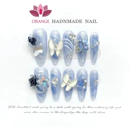 Пресс для ногтей ручной работы, многоразовые украшения, накладные ногти на шпильках, полное покрытие, искусственный маникюр, носимый оранжевый магазин 240113