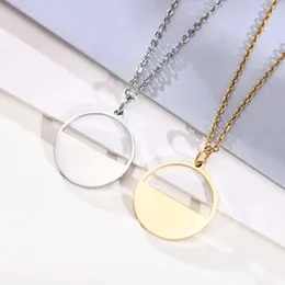 Hänghalsband geometrisk halvcirkelhalsband för kvinnor halvmåne cirkel rostfritt stål minimalistiska festivalparti smycken