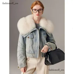 2024 Maillard Denim Branco Ganso Down Jacket Designer Casaco Senhoras Inverno Fox Fur Hungry Velvet Torta Curta Superar Jaqueta de Alta Qualidade Mulheres Down Jackets 528