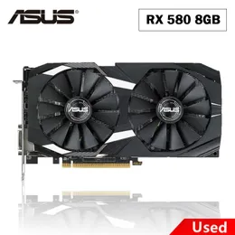 사용 ASUS 그래픽 카드 RX 580 8GB GDDR5 마이닝 GPU 비디오 카드 256 비트 컴퓨터 RX580 240113