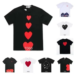 디자이너 티 남자 티셔츠 cdg com des garcons 작은 빨간 심장 놀이 티셔츠 화이트 남성 중간 티 2ve