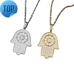 Factory VVS Moissanite Diamond Pendant Necklace Iced Out Hip Hop hamsa hand Pendant Chain For Men Custom Fashion Jewelry