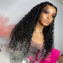 Soft 26 Inch Long Black Preplucked Glueless Kinky Curly Lace Front BabyHair Heat Temperature Daily Cosplay 240113