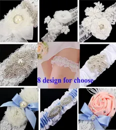 Lace Bridal Garters 8 Design for Cyech Sexy with Crystal Beads Wedding Leg Garters Accessories Tyc0051202098