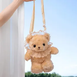 Kawaii urso de pelúcia mochila bonito dos desenhos animados animal macio boneca moda lolita crossbody saco brinquedo presente aniversário para meninas 240113