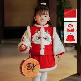 Skirts Children's Clothing Winter Products Cute And Warm Year's For Girls Baby Cartoon Princess Dress Set