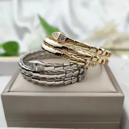 Bracciale serpente con testa e coda in argento placcato oro 925, regalo di gioielli di marca di moda europea americana di lusso per donne 240113