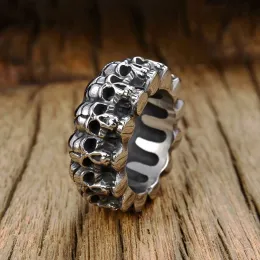 Vintage Skull Mens 14K White Gold Ring Stor STOR SALD PAVE SKELETON DESIGN RUND GOTHIC PUNK SKULL RING FÖR MÄN HIP HOP RING GENT för honom