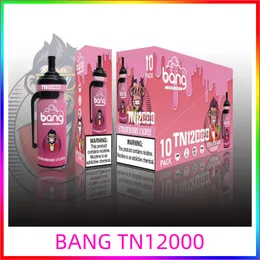 정통 Bang TN12000 퍼프 일기 예약 가능한 vape 펜 20ml 사전 채워진 포드 E 담배 0% 2% 3% 5% 레벨 600mAh 충전식 배터리 12 맛 12000