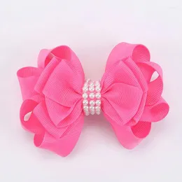 Acessórios de cabelo fita doce bowknot hairpins boutique pérola arco clipes para maca meninas artesanais hairgrips headwear crianças